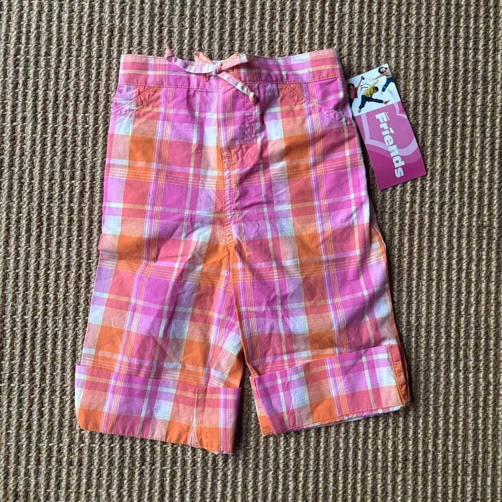 Vintage Y2K Pink/Orange Plaid Capris by Just Friends - Size 2T NWT
